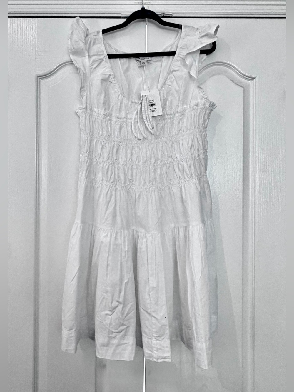 Free Assembly White Smocked Ruffle Mini Dress - Picture 2 of 3